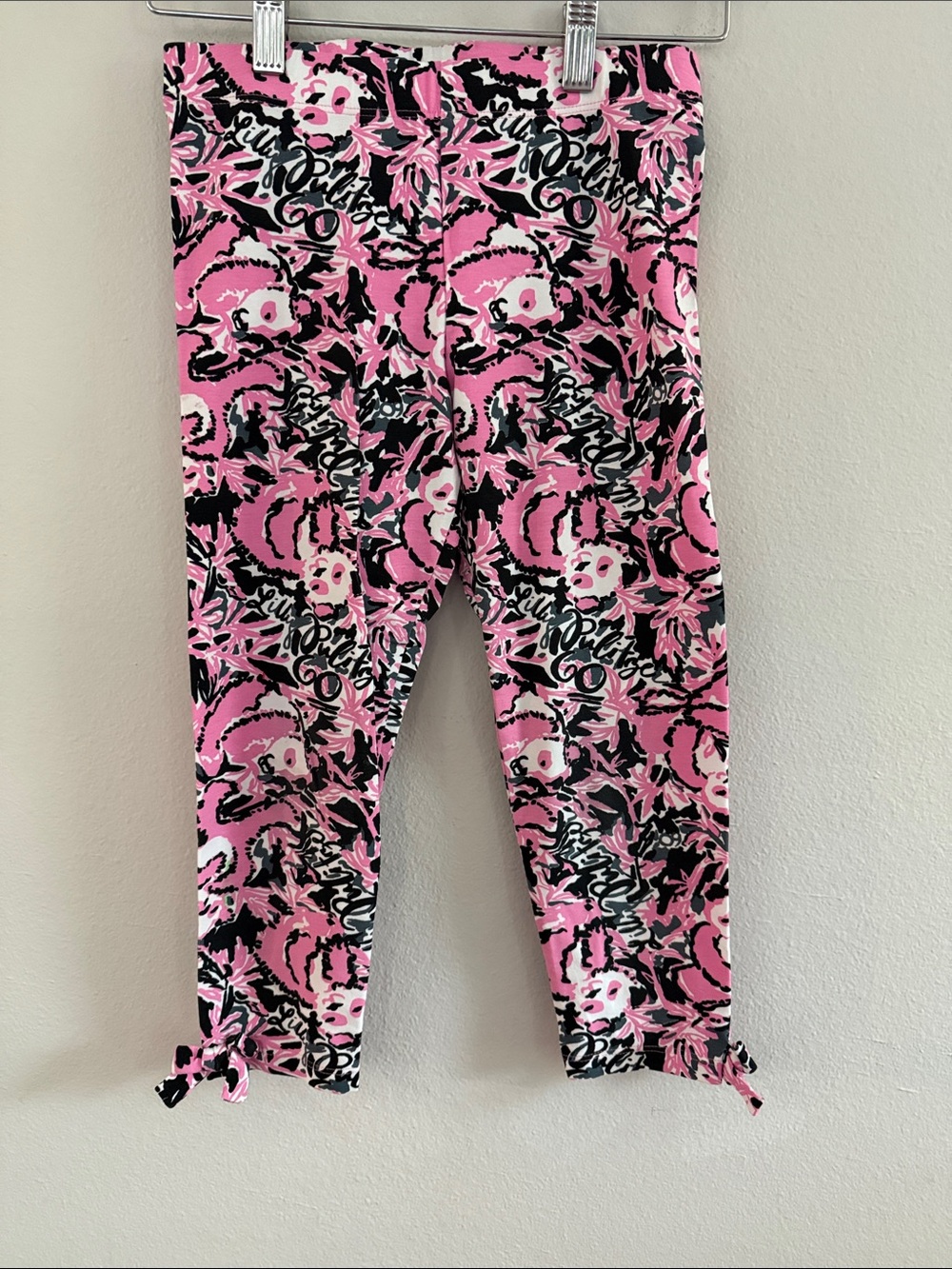 Lilly Pulitzer Girls "Hangin' With My Boo" Pink Panda Capri Leggings Size L 8-10